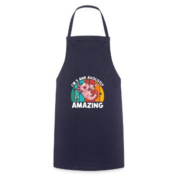 I'm 5 and Axolotly Amazing Drinking Beer - Cooking Apron - navy - Front - AI Model Male 185 dark (185cm)