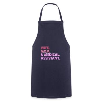 Ehefrau Mutter & medizinische Assistentin Medizin - Kochschürze - Navy - Vorne - AI Model Male 185 dark (185cm)