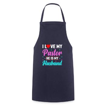 J’aime mon pasteur Il est mon mari Jésus - Tablier de cuisine - marine - Devant - AI Model Male 185 dark (185cm)