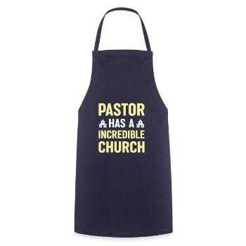 Pastor has an incredible church Christ - Cooking Apron - navy - Front - AI Model Male 185 dark (185cm)