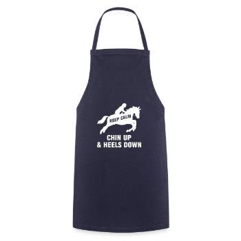 Keep Calm Chin Up & Heels Down Reiten Sport - Kochschürze - Navy - Vorne - AI Model Male 185 dark (185cm)