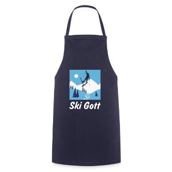 Ski Gott Wintersport Skispringer - Kochschürze - Navy - Vorne - AI Model Male 185 dark (185cm)