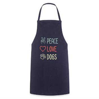 Peace Love Dogs - Dog Lover - Saying - Cooking Apron - navy - Front - AI Model Male 185 dark (185cm)