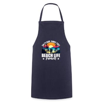 Salty Hair Sandy Toes Beach Life Forever - Cooking Apron - navy - Front - AI Model Male 185 dark (185cm)
