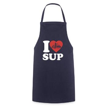 I Love SUP - Herz - Hobby - Kochschürze - Navy - Vorne - AI Model Male 185 dark (185cm)