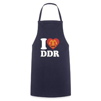 I Love DDR - Herz - Ostalgie - Kochschürze - Navy - Vorne - AI Model Male 185 dark (185cm)