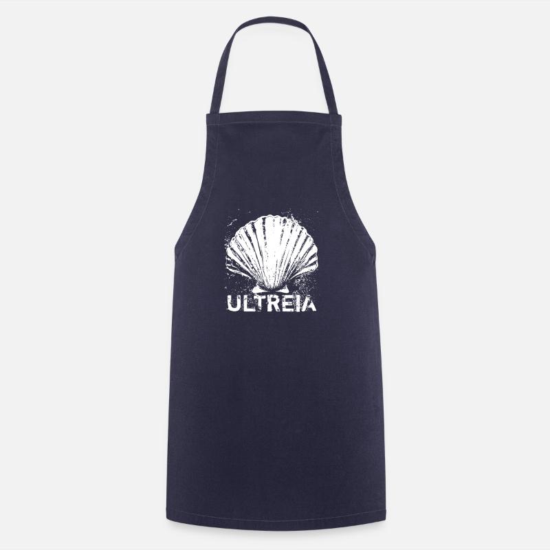 Ultreia, coquille Saint-Jacques, Saint-Jacques-de-Compostelle - Tablier de cuisine - marine