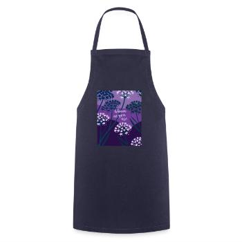 Bloom as you are - Flowers - Spring - Saying - Cooking Apron - navy - Front - AI Model Male 185 dark (185cm)