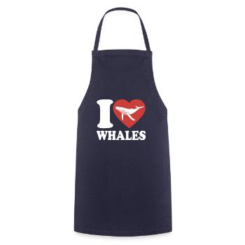 J’aime les baleines - baleine - baleine à bosse - cadeau - Tablier de cuisine - marine - Devant - AI Model Male 185 dark (185cm)