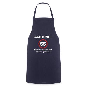 55. Geburtstag - Kochschürze - Navy - Vorne - AI Model Male 185 dark (185cm)