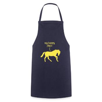 Reiten My Happy Place Reitsport Rennreiter - Kochschürze - Navy - Vorne - AI Model Male 185 dark (185cm)