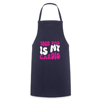 Les femmes groovy plaisantent sur votre père est mon cardio - Tablier de cuisine - marine - Devant - AI Model Male 185 dark (185cm)