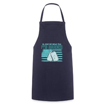 In June We Wear Teal PTSD Awareness - Cooking Apron - navy - Front - AI Model Male 185 dark (185cm)