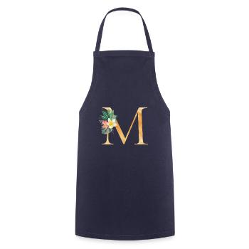 Personalisierbar Monogramm M Tropisch Botanik - Kochschürze - Navy - Vorne - AI Model Male 185 dark (185cm)