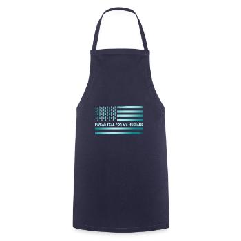 Je porte du sarcelle pour mon mari - Tablier de cuisine - marine - Devant - AI Model Male 185 dark (185cm)