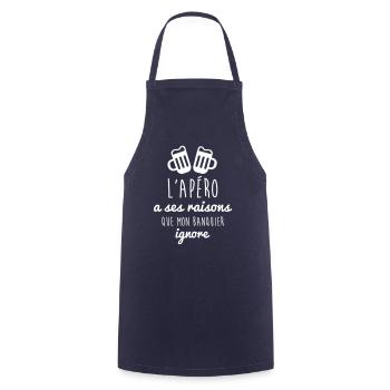 l'apéro a ses raisons, humour - alcool - citations - Tablier de cuisine - marine - Devant - AI Model Male 185 dark (185cm)
