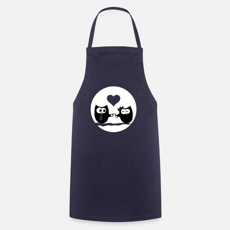 Valentine's Day Owls - Cooking Apron - navy