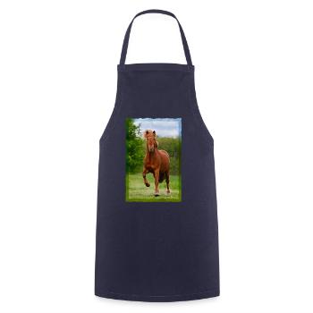 Icelandic horse running in tölt over meadow horse photo - Cooking Apron - navy - Front - AI Model Male 185 dark (185cm)