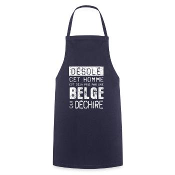 Desole cet homme est pris par une BELGE - Tablier de cuisine - marine - Devant - AI Model Male 185 dark (185cm)