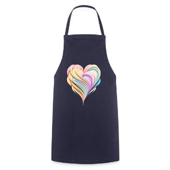 Coeur arc-en-ciel pastel en aspect 3D - Tablier de cuisine - marine - Devant - AI Model Male 185 dark (185cm)