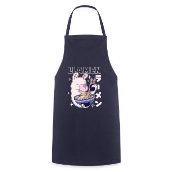 Llamen Kawaii Lama isst Ramen - Kochschürze - Navy - Vorne - AI Model Male 185 dark (185cm)