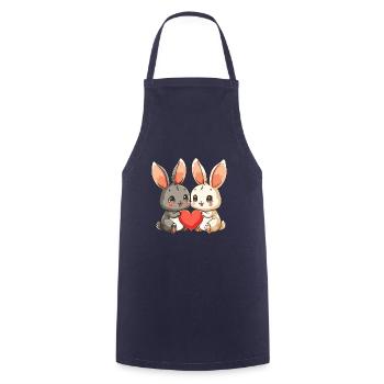 Hase Paar Liebe Ostern Valentinstag - Kochschürze - Navy - Vorne - AI Model Male 185 dark (185cm)