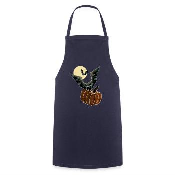 Origami pumpkin and bats under the moonlight - Cooking Apron - navy - Front - AI Model Male 185 dark (185cm)