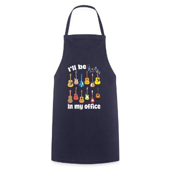 I'll be in my office! With guitars - Cooking Apron - navy - Front - AI Model Male 185 dark (185cm)