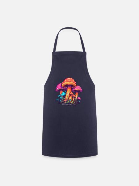 Psychedelischer Champi - Kochschürze - Navy