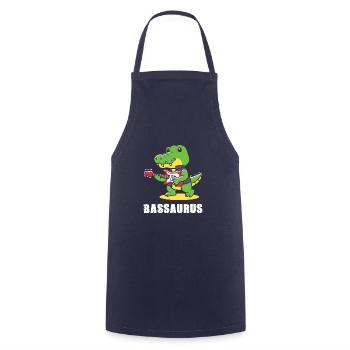 Bassaurus T-Rex Bass Dinosaurier Rock Bassist - Kochschürze - Navy - Vorne - AI Model Male 185 dark (185cm)