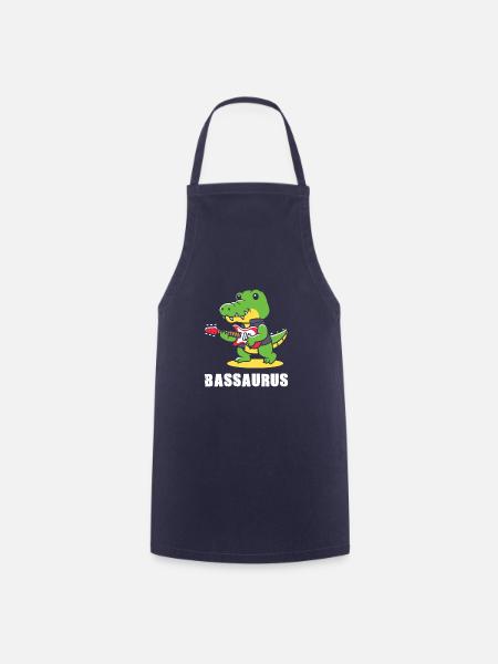 Bassaurus T-Rex Bass Dinosaurier Rock Bassist - Kochschürze - Navy