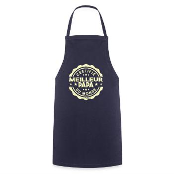 Certifié Meilleur Papa Du Monde - Tablier de cuisine - marine - Devant - AI Model Male 185 dark (185cm)