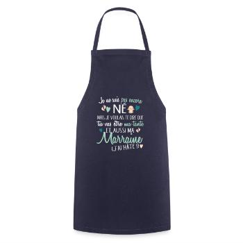 Marraine Tante Bébé Naissance Grossesse Cadeau - Tablier de cuisine - marine - Devant - AI Model Male 185 dark (185cm)