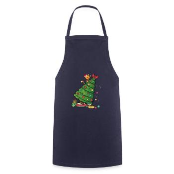 Cat Christmas Tree - Christmas Kitten - Cooking Apron - navy - Front - AI Model Male 185 dark (185cm)