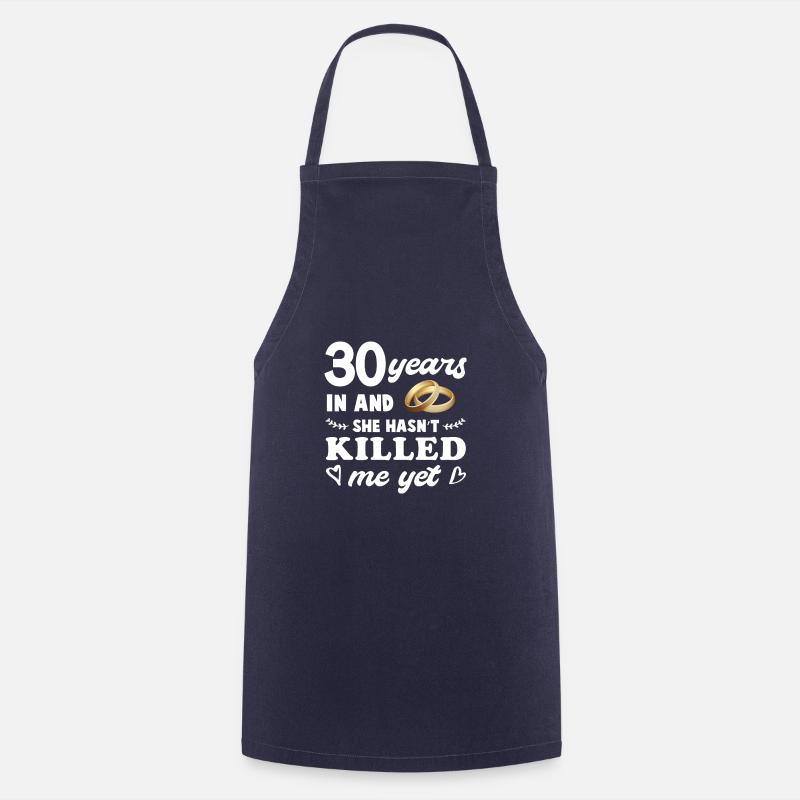 Wedding Anniversary Pearls Wedding Gift 30 Years - Cooking Apron - navy