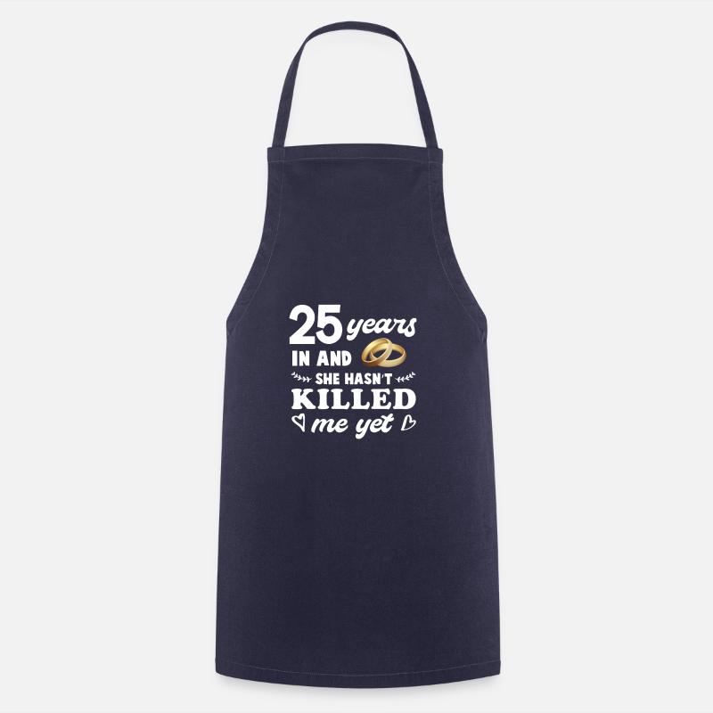Cadeau de noces d'argent d'anniversaire de mariage 25 ans - Tablier de cuisine - marine