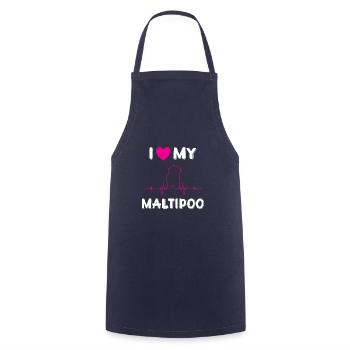 Maltipoo Heartbeat Dogs Gift Dog Mom Dog Dad - Cooking Apron - navy - Front - AI Model Male 185 dark (185cm)