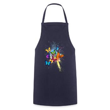 Schmetterling Butterfly Tier Animal Color Splash - Cooking Apron - navy - Front - AI Model Male 185 dark (185cm)