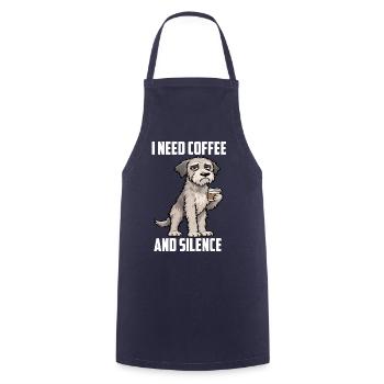 I Need Coffee and Silence Irischer Wolfshund  - Kochschürze - Navy - Vorne - AI Model Male 185 dark (185cm)