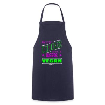 veganes essen geburtstagsgeschenkidee geschenk - Kochschürze - Navy - Vorne - AI Model Male 185 dark (185cm)