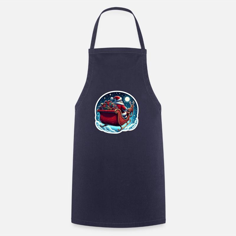 Weihnachtsmann im Schlitten mit einem Sack voller Geschenke - Kochschürze - Navy
