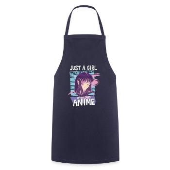 Just A Girl Who Loves Anime Kawaii Manga Teen Girl - Cooking Apron - navy - Front - AI Model Male 185 dark (185cm)