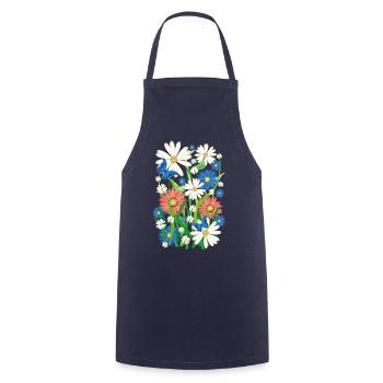 24 Flowers Butterflies Summer Meadow - Cooking Apron - navy - Front - AI Model Male 185 dark (185cm)