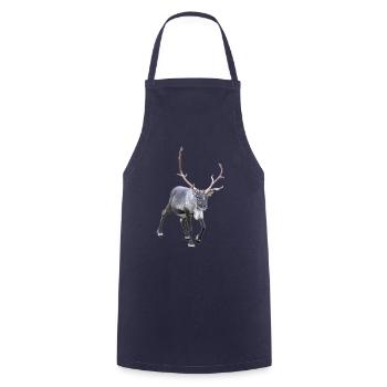Modern Reindeer Bull with Large Horn Crown - Cooking Apron - navy - Front - AI Model Male 185 dark (185cm)