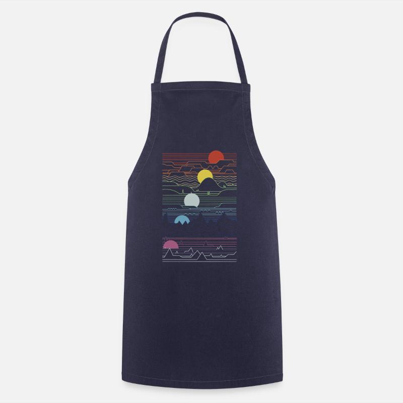 Multiple Sunrise Planet Geometric Retro - Cooking Apron - navy