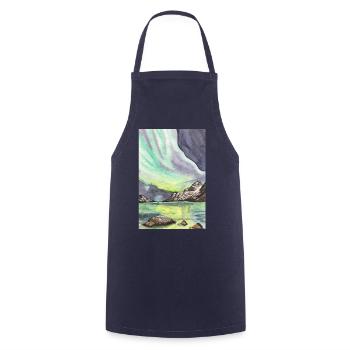 Norway Northern Lights Night Scandinavia Lofoten - Cooking Apron - navy - Front - AI Model Male 185 dark (185cm)