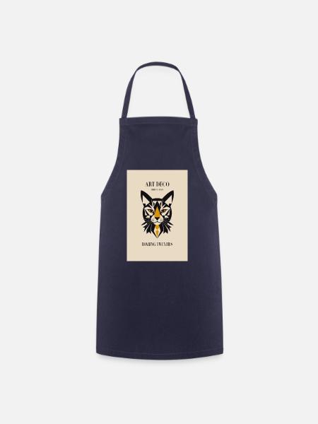 Art Deco Katze - Kochschürze - Navy