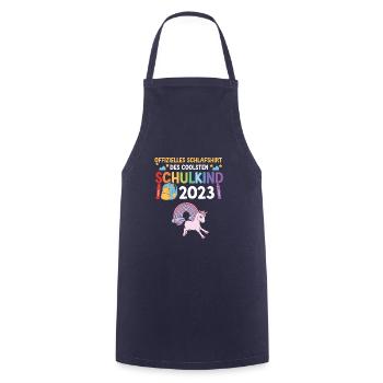 Einhorn Schulanfang Schulkind 2023 - Kochschürze - Navy - Vorne - AI Model Male 185 dark (185cm)