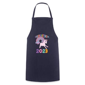 Einhorn Kita Kindergarten 2023 - Kochschürze - Navy - Vorne - AI Model Male 185 dark (185cm)