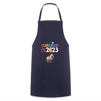 Pferd Schulanfang Schulkind 2023 - Kochschürze - Navy - Vorne - AI Model Male 185 dark (185cm)
